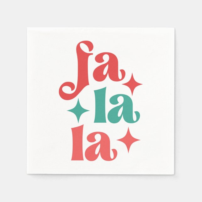 Fa La La - Festive Holiday Typography Design Napkin (Front)