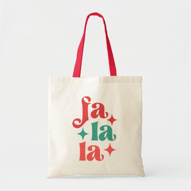 Fa La La - Festive Holiday Typography Design Tote Bag (Front)