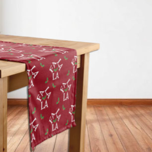 Fa La La Festive Holly Christmas Short Table Runner