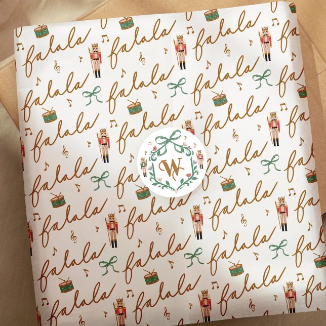 Fa La La Girly Christmas Nutcracker Bow Music  Tissue Paper (Fa La La Girly Christmas Nutcracker Bow Music Tissue Paper)