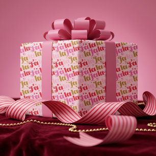 Fa La La Girly Pink Festive Typographic Christmas  Wrapping Paper