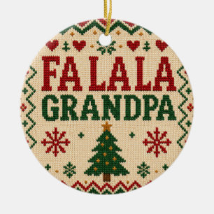 Fa la la Grandpa Cute Ugly Christmas Sweater 2026 Ceramic Tree Decoration