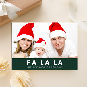 Fa La La Green Modern Christmas Photo Holiday Card
