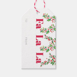 Fa La La Holly Christmas Present Gift Tag
