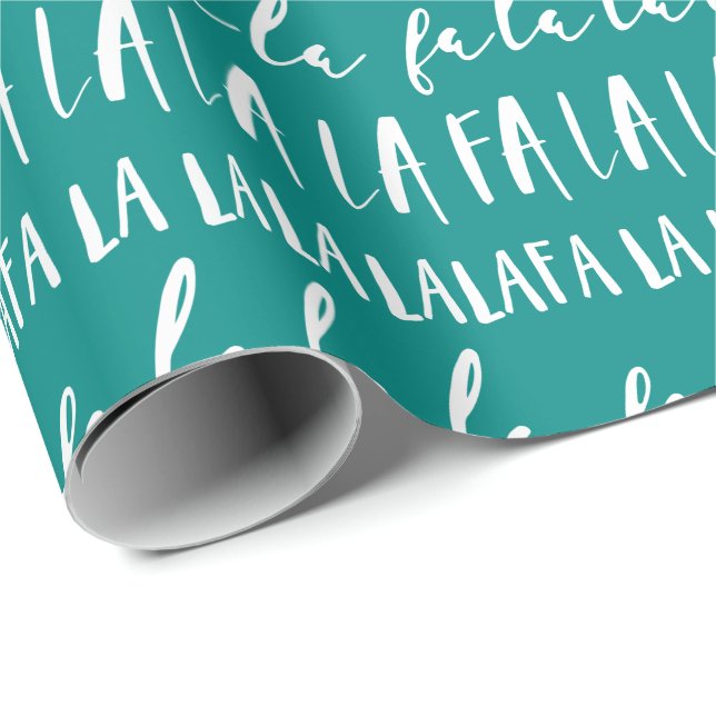 FA LA LA LA Black & Teal Typographic Christmas Wrapping Paper (Roll Corner)
