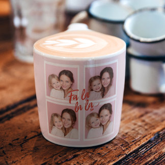 Fa La La La Blush Pink Christmas Photo Collage Espresso Cup