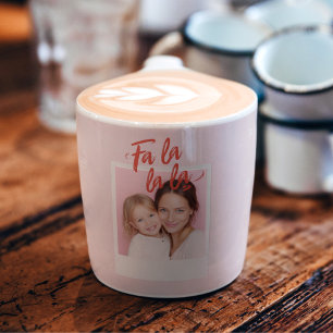 Fa La La La Blush Pink Christmas Photo  Espresso Cup