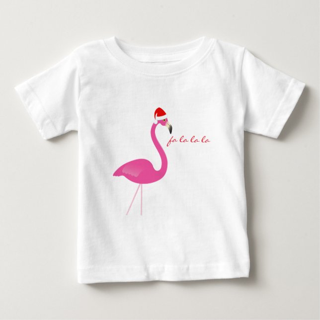 Fa la la la Flamingo Holiday Baby Dress T-Shirt (Front)