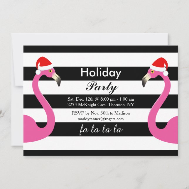 Fa la la la Flamingo Holiday Party Invitation (Front)