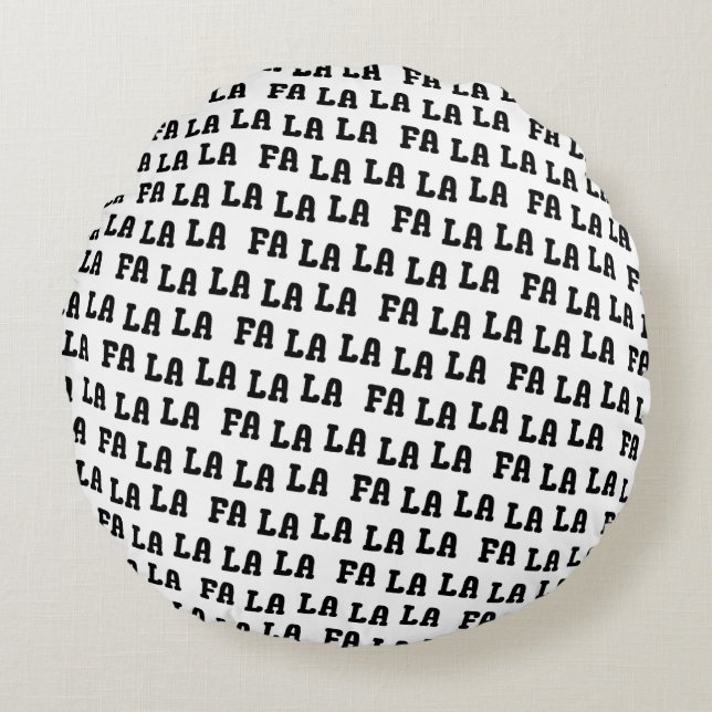 Fa La La La La Chic Farmhouse Reversable Christmas Round Cushion (Front)