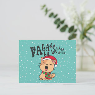 Fa La La La La Christmas Cat Singing   Postcard