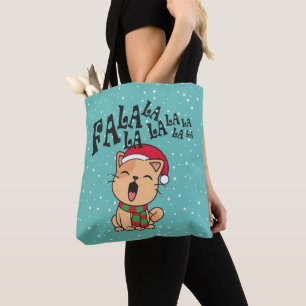 Fa La La La La Christmas Cat Singing Tote Bag