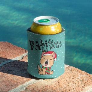 Fa La La La La Christmas Dog Singing Can Cooler