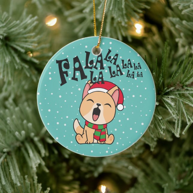 Fa La La La La Christmas Dog Singing | Ornament (Tree)