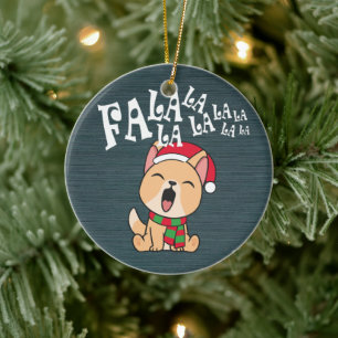 Fa La La La La Christmas Dog Singing Ornament