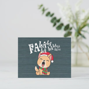 Fa La La La La Christmas Dog Singing   Postcard