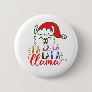 Fa la la la la Llama Christmas Pin Button