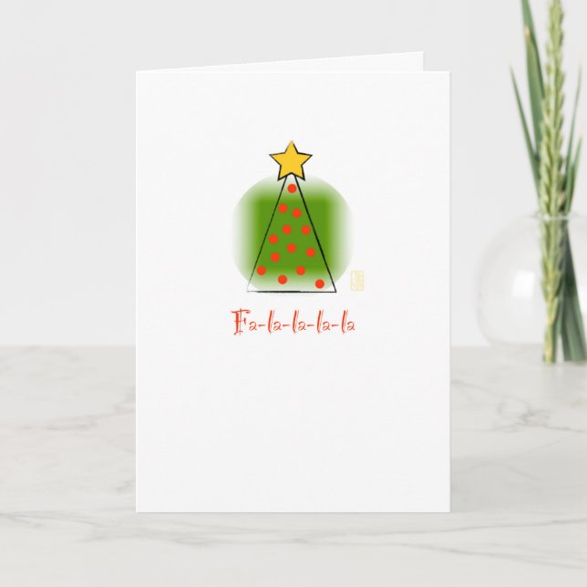 Fa-la-la-la-la Mod Christmas Tree Holiday Card (Front)