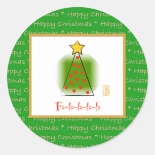Fa-la-la-la-la Mod Christmas Tree Holiday Classic Round Sticker