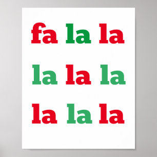 Fa La La La La Print Christmas Carol Red Green Art