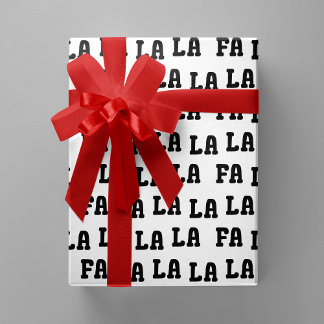 Fa La La La La White & Black Playful Christmas Wrapping Paper