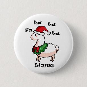 Fa La La La Llama 6 Cm Round Badge