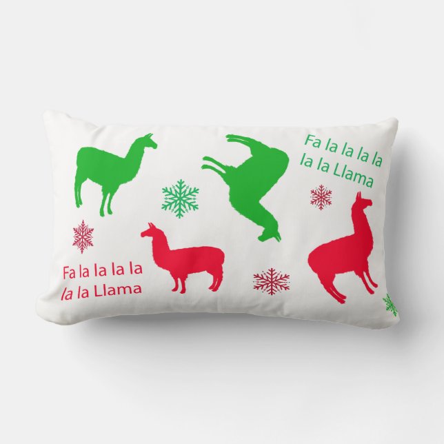 Fa la la la LLama Christmas Holidays Festive Lumbar Cushion (Front)