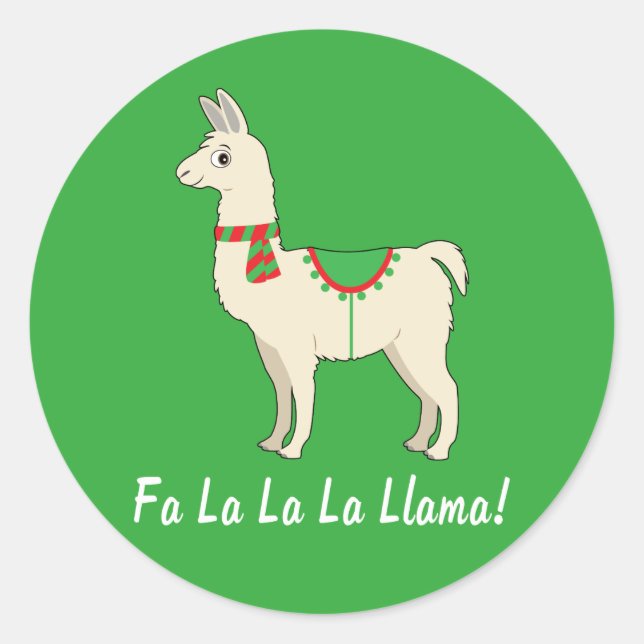 Fa La La La Llama! Classic Round Sticker (Front)