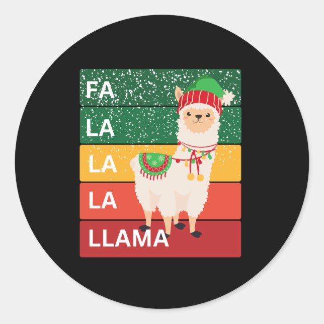 FA LA LA LA LLAMA CLASSIC ROUND STICKER (Front)