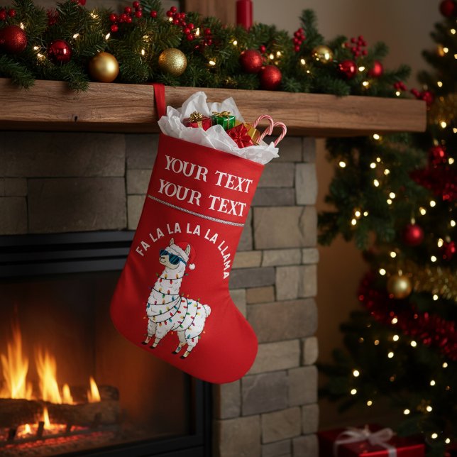 Fa La La La Llama Funny Christmas Personalized Small Christmas Stocking (Creator Uploaded)