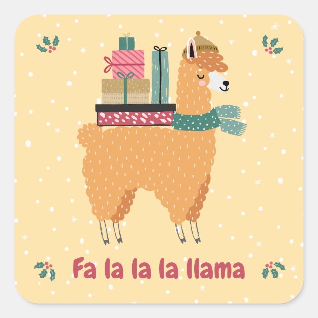 Fa la la la Llama Holiday Sticker (Front)