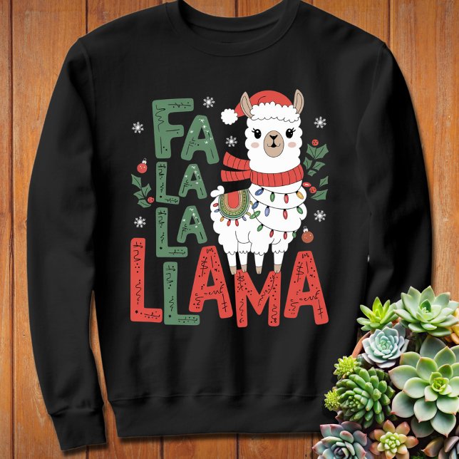 Fa La La La Llama | Llama Lover Retro Christmas Sweatshirt (Creator Uploaded)