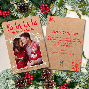 fa la la la, merry christmas arch photo kraft holiday card