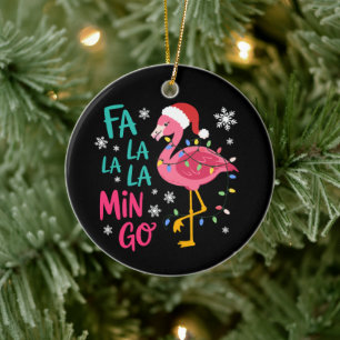 Fa La La La Mingo Christmas Flamingo Pink Lover Ceramic Tree Decoration