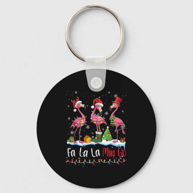 Fa La La La Mingo Flamingo Christmas Lover  Key Ring (Front)