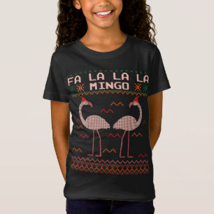 Fa La La La Mingo Flamingo Santa Pink Ugly Christm T-Shirt