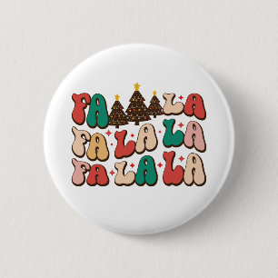 Fa la la la Retro Groovy Christmas Holidays 6 Cm Round Badge
