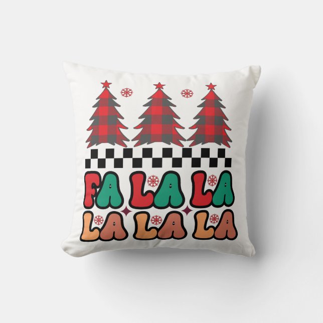 Fa la la la Retro Groovy Christmas Holidays Cushion (Front)