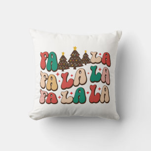 Fa la la la Retro Groovy Christmas Holidays Cushion