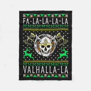 Fa-la-la-la Valhalla-la Viking God Ugly Christmas  Fleece Blanket