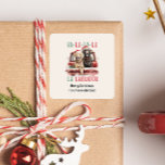 FA LA LA LABRADOR DOG CHRISTMAS FURRY  SQUARE STICKER<br><div class="desc">Stand out at this years holiday party with VINTAGE PET STICKER TAG featuring a retro image of a brown Labrador and a Golden Retriever in Santa Hat on a vintage red truck with quote "FA LA LA LA LA LABRADOR". Add a personal touch with a custom message on the back...</div>