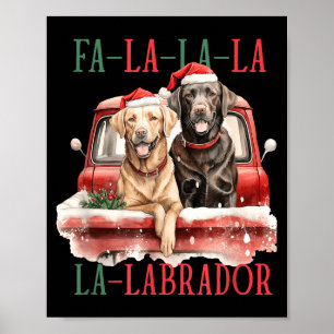 Fa La La Labrador Funny Christmas Poster