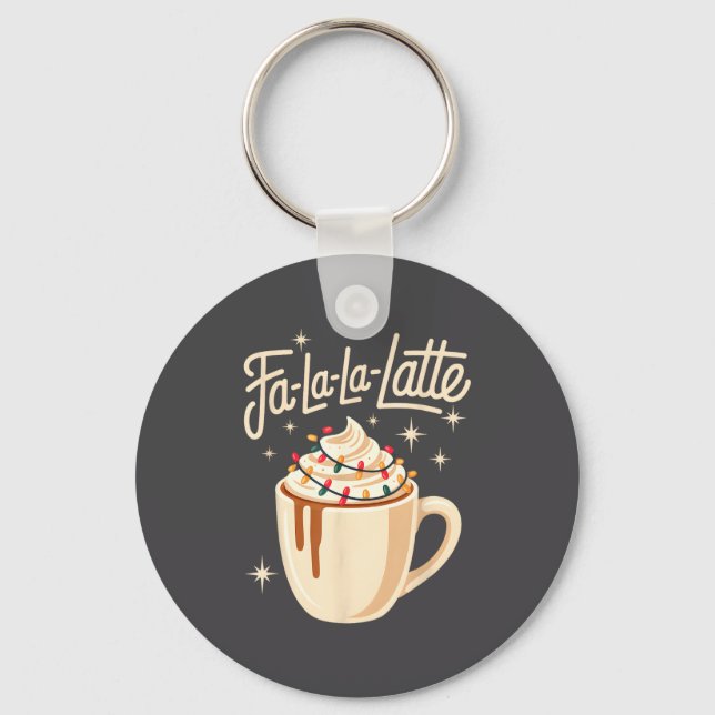 Fa La La Latte Humorous Pun Funny Retro Coffee Chr Key Ring (Front)