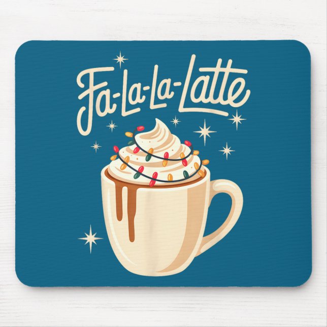 Fa La La Latte Humorous Pun Funny Retro Coffee Chr Mouse Pad (Front)