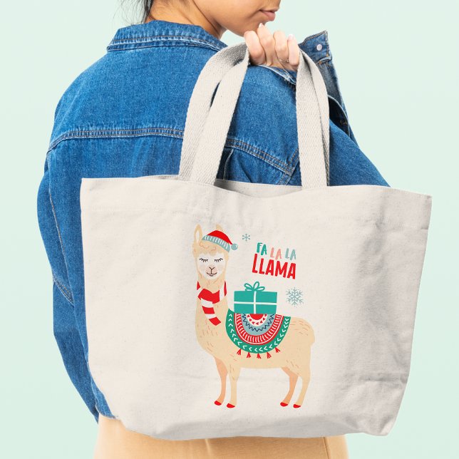 Fa La La Llama Christmas Cute Festive Large Tote Bag (Creator Uploaded)