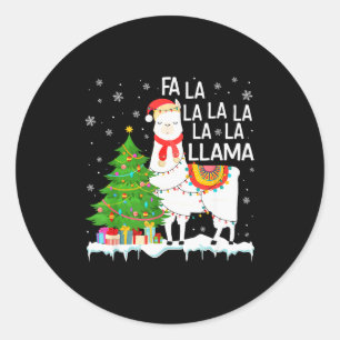 Fa La La Llama Christmas Funny Xmas Pyjamas Animal Classic Round Sticker