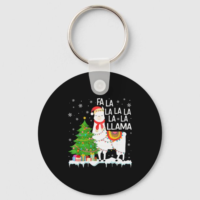 Fa La La Llama Christmas Funny Xmas Pyjamas Animal Key Ring (Front)