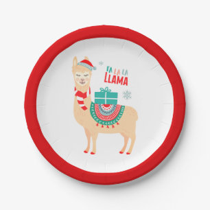 Fa La La Llama Christmas Paper Plate