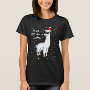 Fa La La Llama Christmas Santa Alpaca Kids Boys M T-Shirt