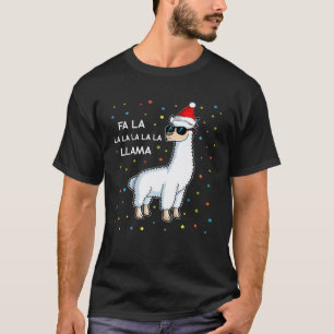 Fa La La Llama Christmas Santa Hat Alpaca Premi T-Shirt